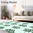 Deep Green Leafy Tropical Spread Rug