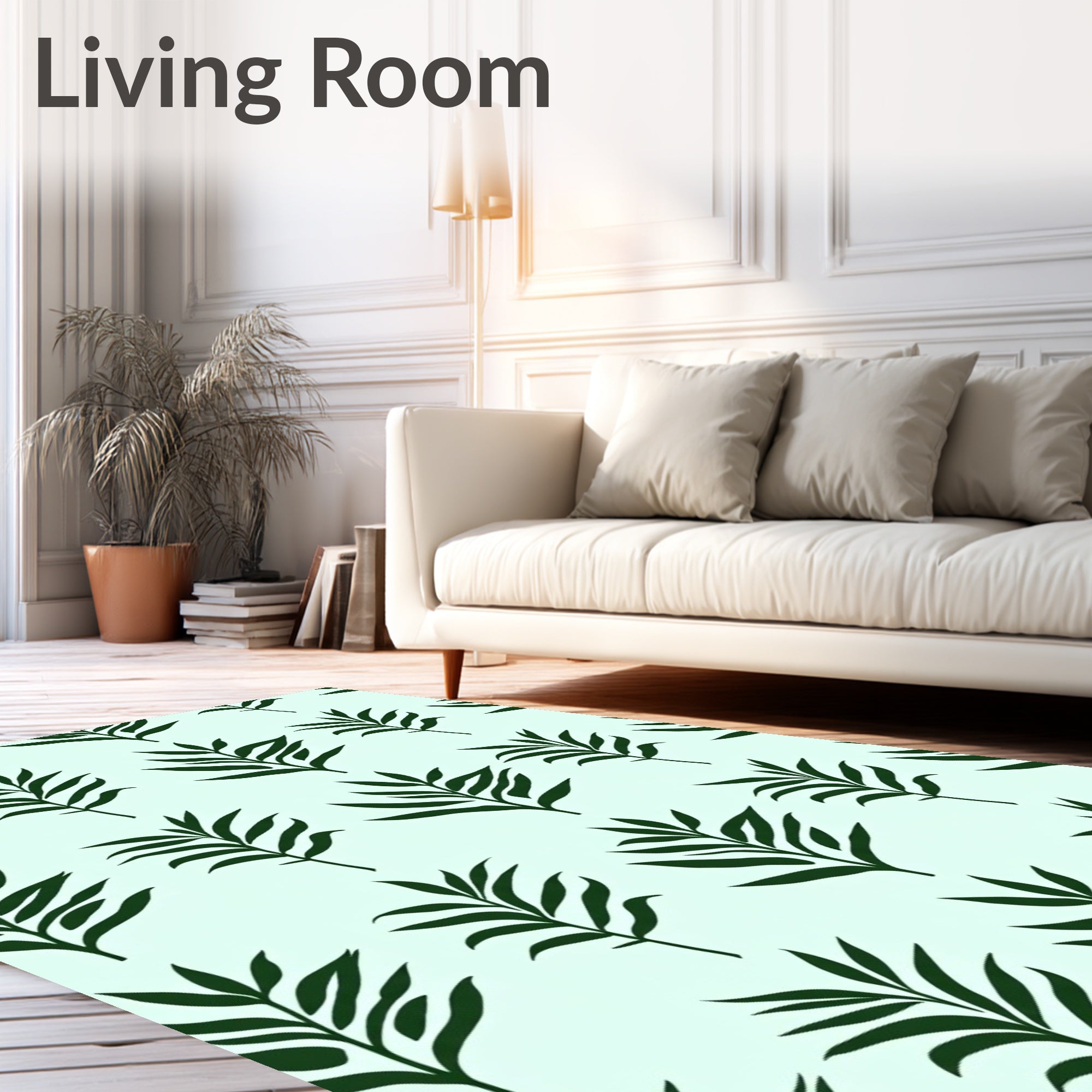 Deep Green Leafy Tropical Spread Rug