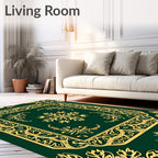 Emerald Gold Ornate Floral Panel Rug