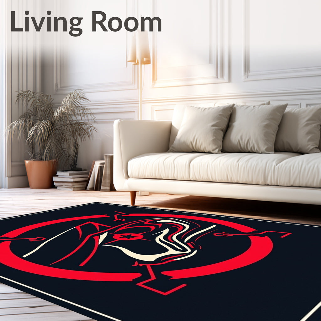 Crimson Red Abstract Swirl Star Rug