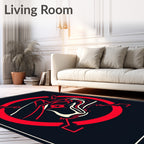 Crimson Red Abstract Swirl Star Rug