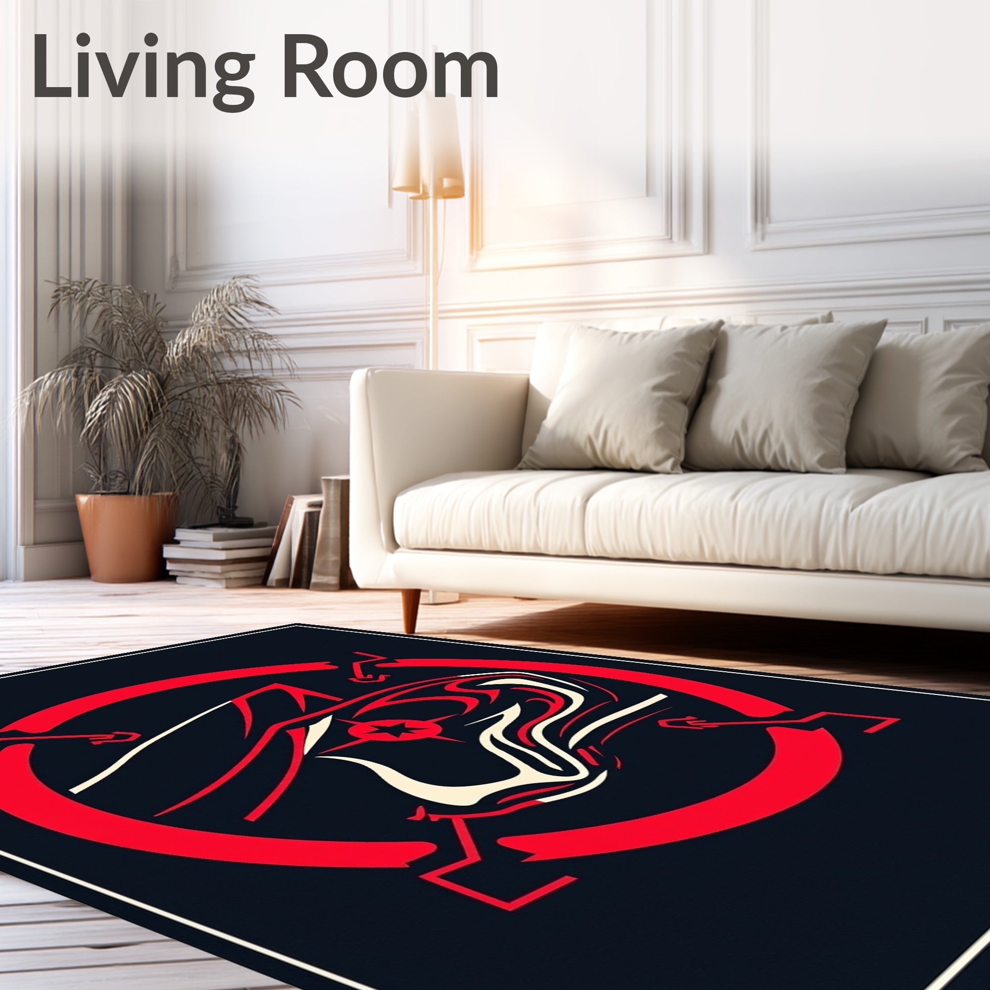 Crimson Red Abstract Swirl Star Rug