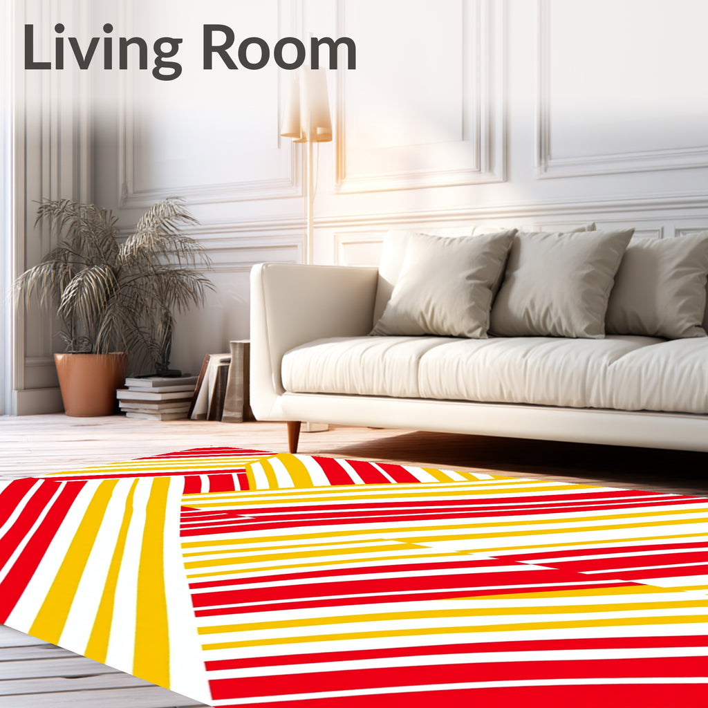 Bold Red Yellow Diagonal Stripe Rug