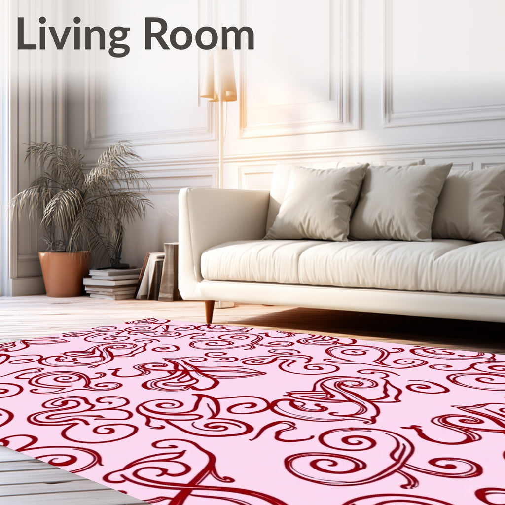 Ornate Crimson Swirl Bloom Rug