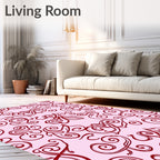 Ornate Crimson Swirl Bloom Rug