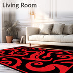Crimson Swirl Scrollwork Contemporary Rug