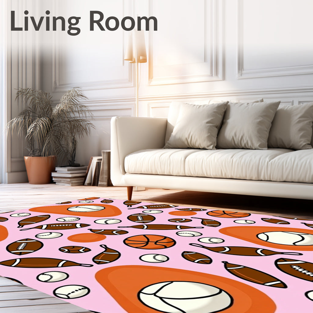 Pink Sports Balls Mix Rug