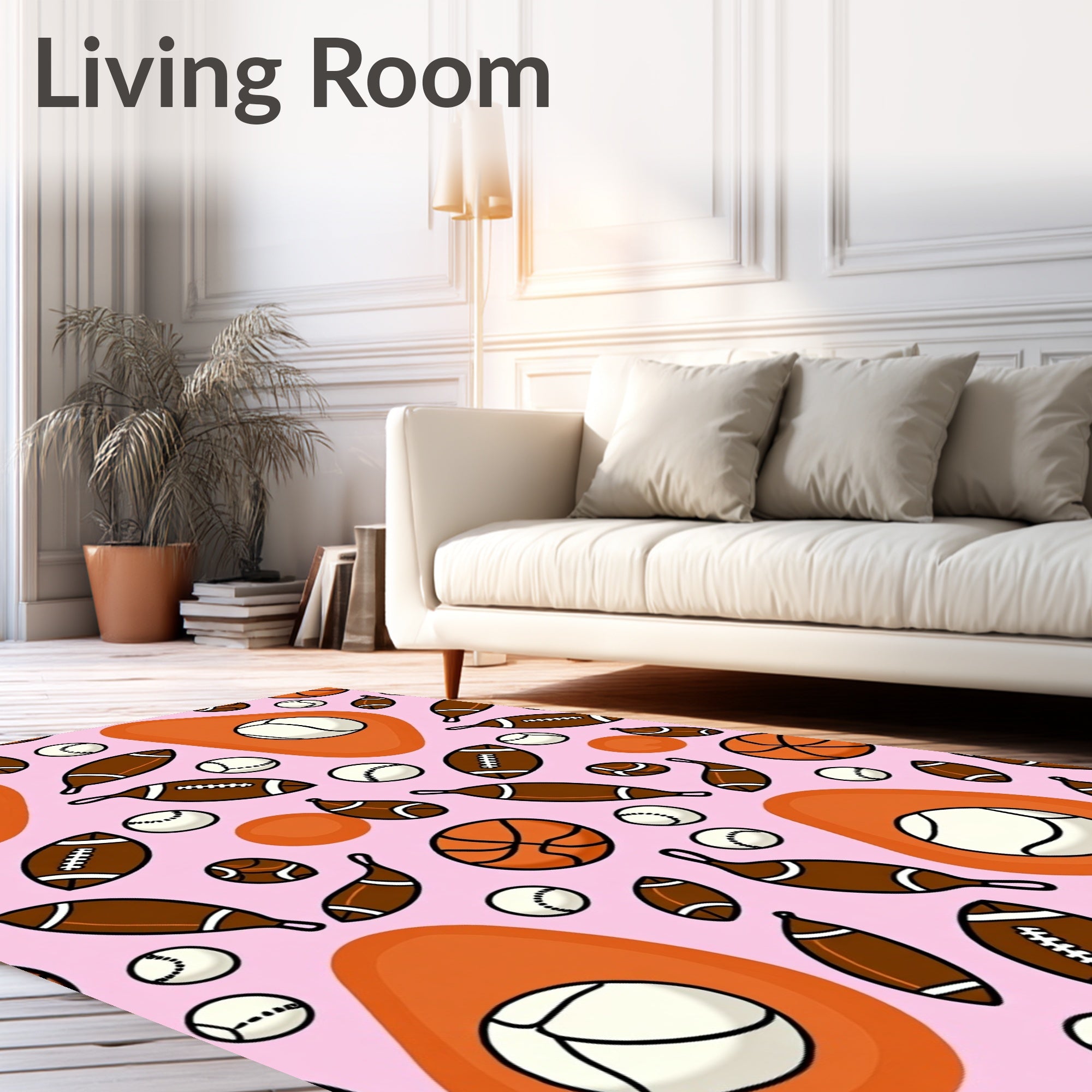 Pink Sports Balls Mix Rug