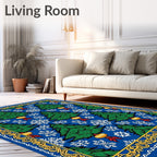 Green Tree Snowflake Lantern Border Rug