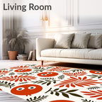 Whimsical Orange Character Leafy Garland Rug