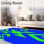 Bright Blue Neon Geometric Arrow Rug