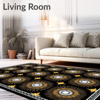 Radiant Sunburst Geometric Gold Rug