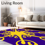 Golden Sunburst Royal Blue Medallion Rug