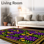Purple Gold Floral Art Nouveau Rug
