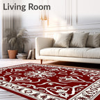 Crimson and Cream Floral Medallion Rug