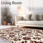 Maroon Floral Swirls Classic Rug