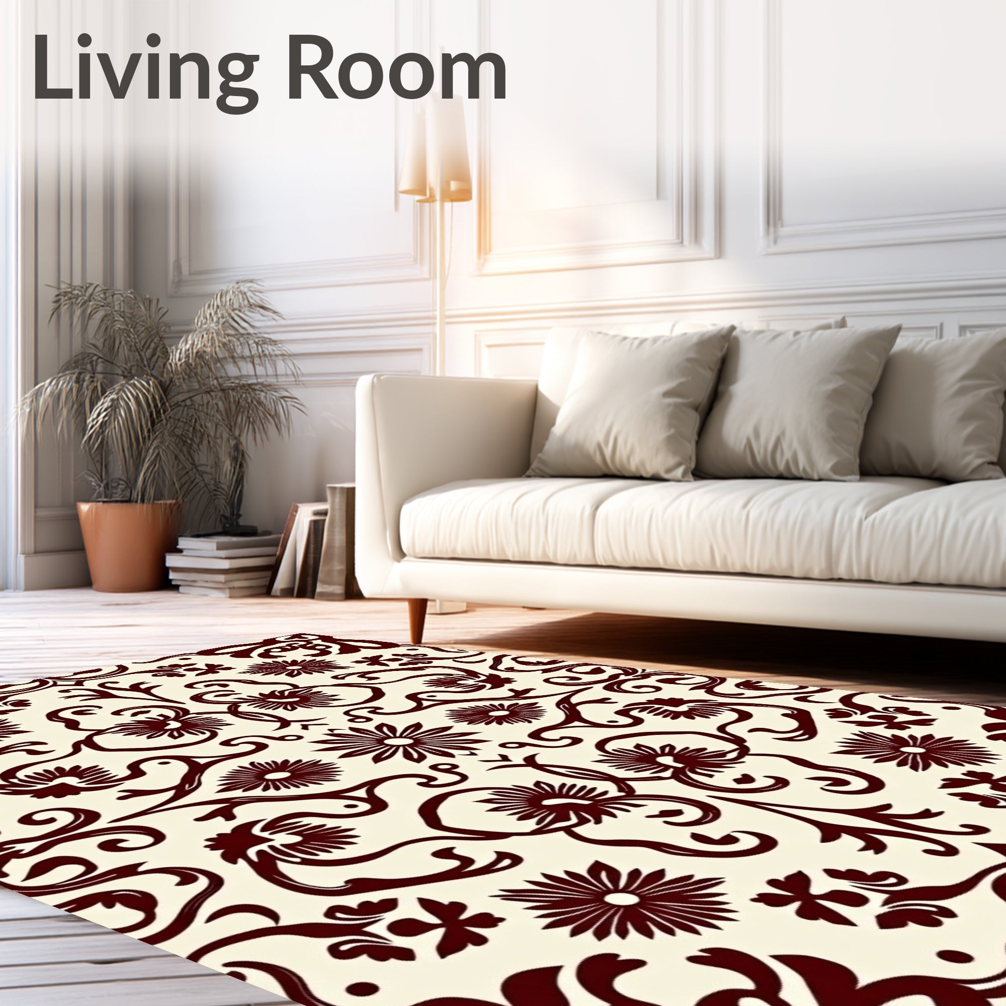 Maroon Floral Swirls Classic Rug