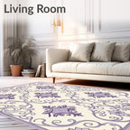 Antique Lavender Floral Scrollwork Rug
