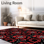 Crimson Skull Baroque Floral Rug