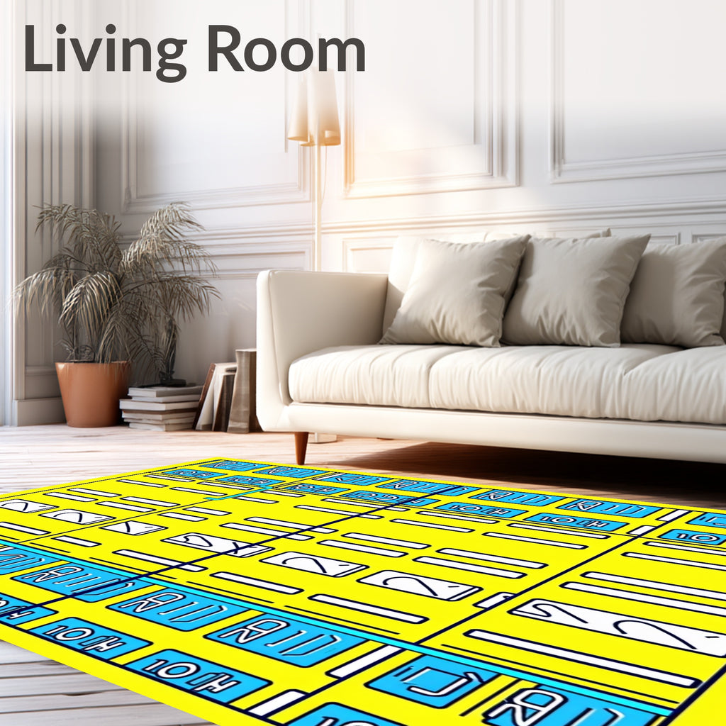 Bold Yellow Geometric Grid Rug