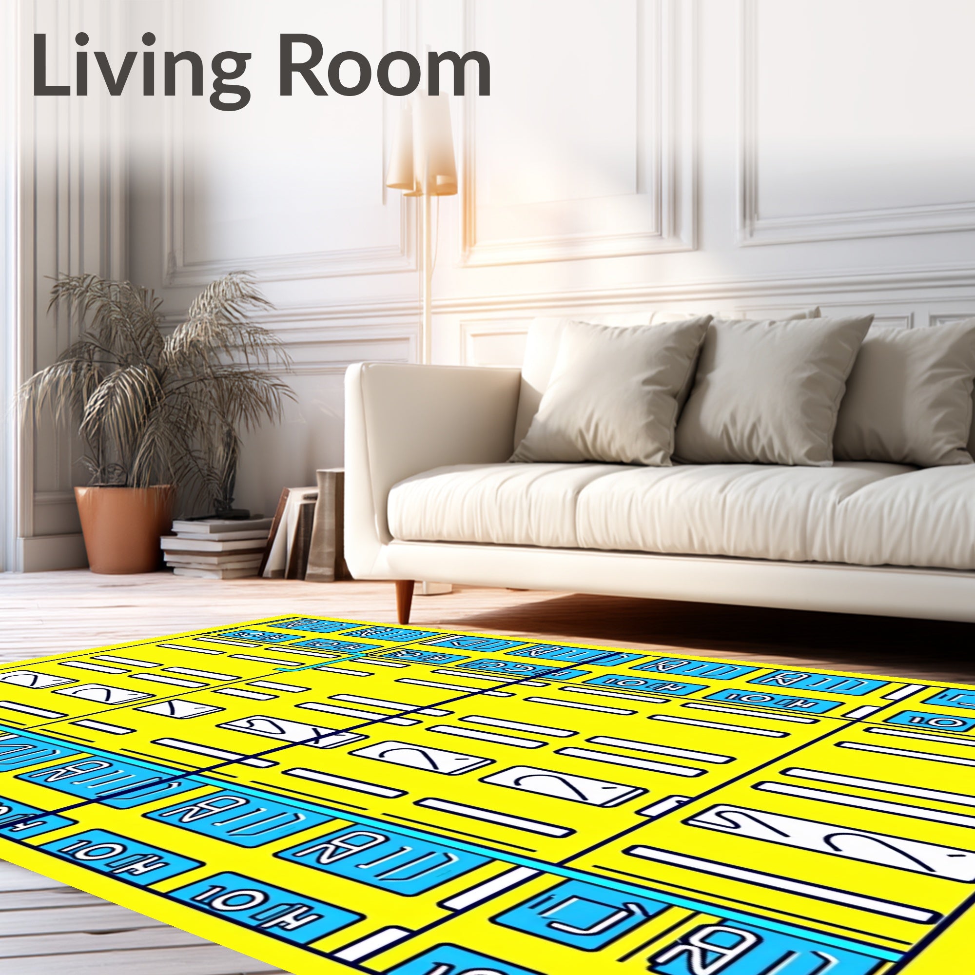 Bold Yellow Geometric Grid Rug