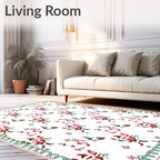 Red Green Folk Art Figures Border Rug