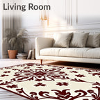 Bold Sanguine Bloom Ivory Area Centerpiece Rug