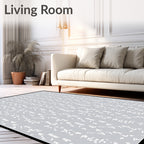 Subtle White Calligraphy Gray Background Rug