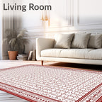 Deep Red Ornate Lattice Rug