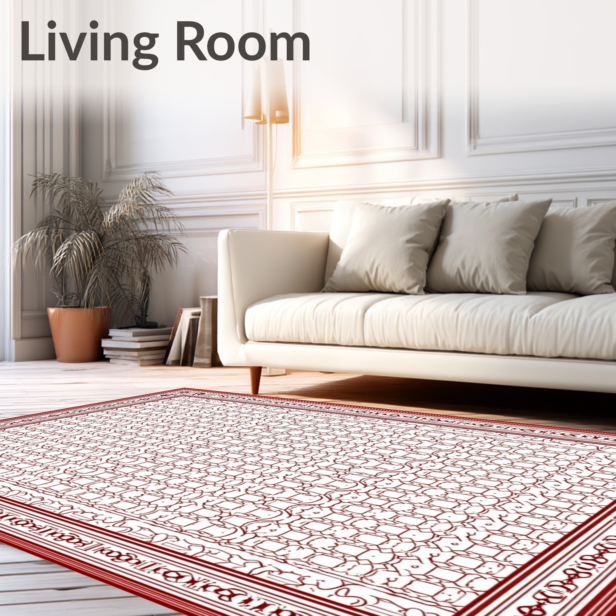 Deep Red Ornate Lattice Rug