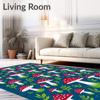 Whimsical Red White Mushroom Forest Companions Rug
