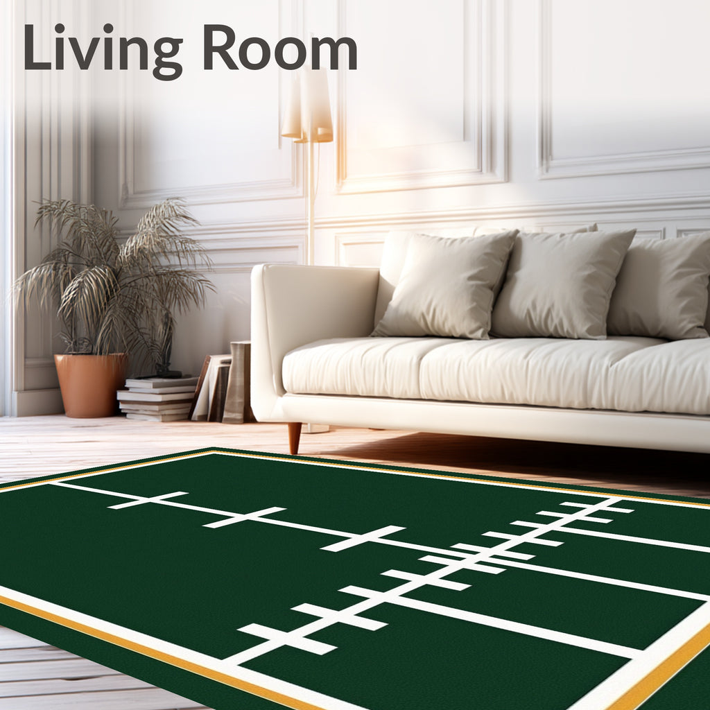 Dark Green Field Lines Rug