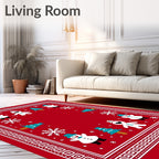 Red Festive Snowman Christmas Tree Rug