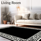 Cream Celtic Knot Scroll Border Rug