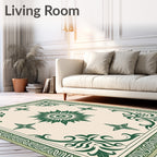 Emerald Green Floral Sunburst Medallion Rug
