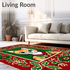 Festive Red Christmas Holly Cat Rug