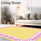Whimsical Pink Owl Border Rug