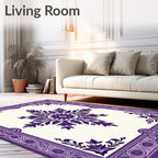 Deep Purple Ornamental Floral Medallion Rug