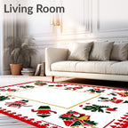 Jolly Snowmen Christmas Tree Border Rug