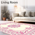 Pink Floral Mandala Medallion Rug