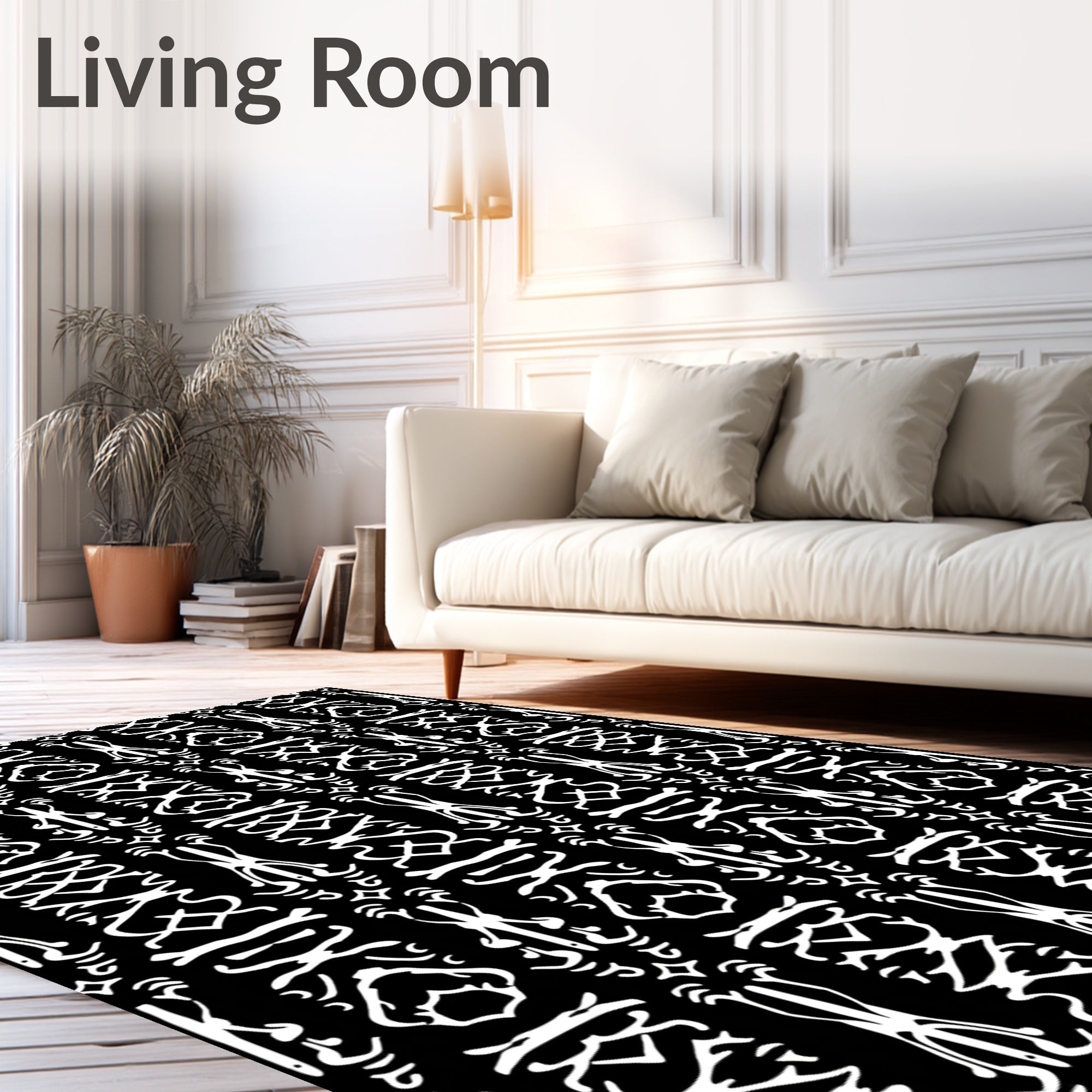 Classic White Tribal Geometric Rug