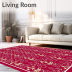 Crimson damask ornate floral Rug