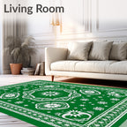 Emerald Green Starburst Mandala Rug