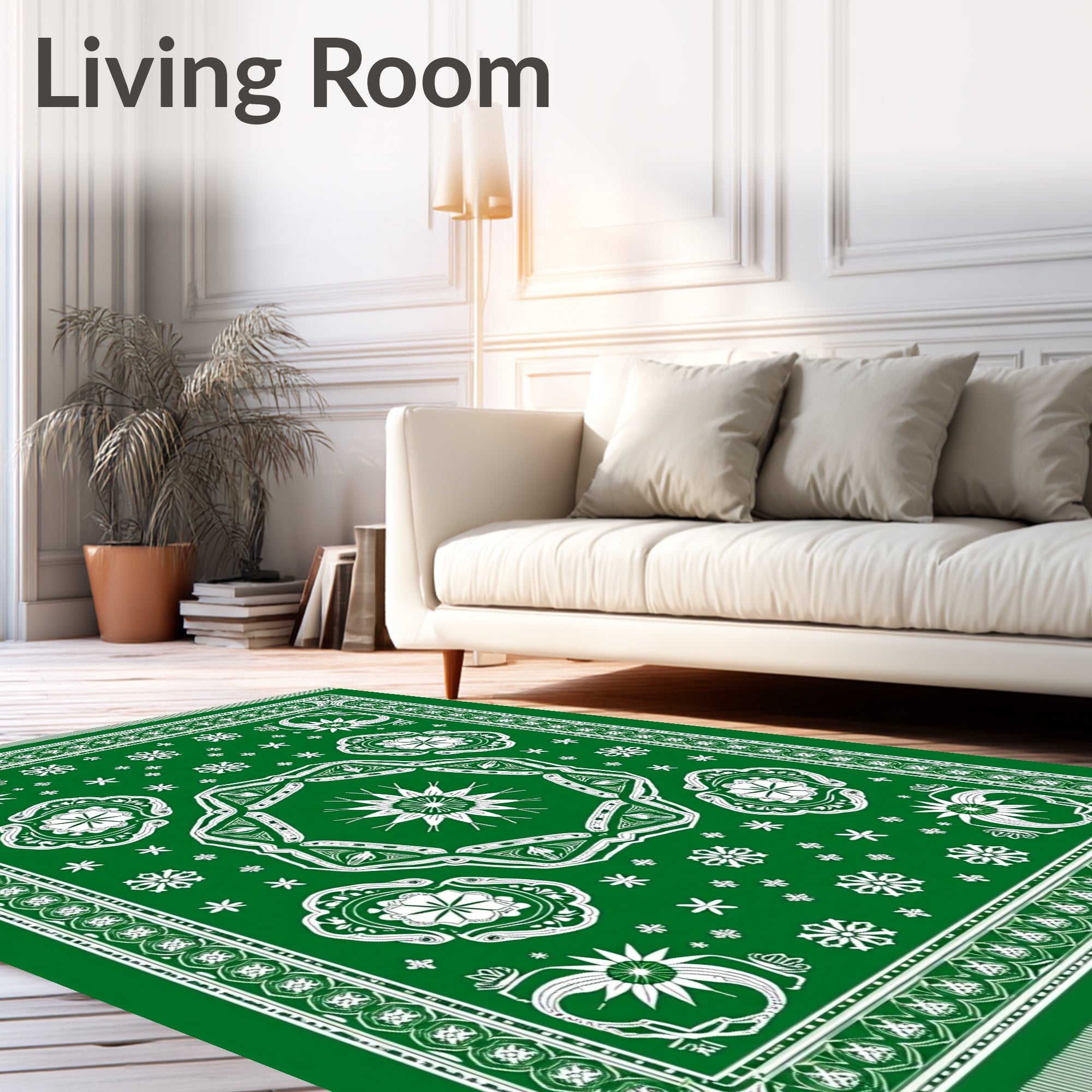 Emerald Green Starburst Mandala Rug