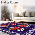 Festive Red Santa Claus Snowflakes Border Rug