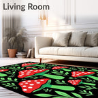 Red White Mushroom Forest Foliage Rug