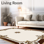 Ornate Brown and Gold Floral Medallion Rug