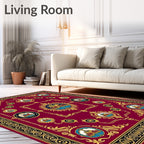Regal Burgundy Gold Crest Medallion Rug