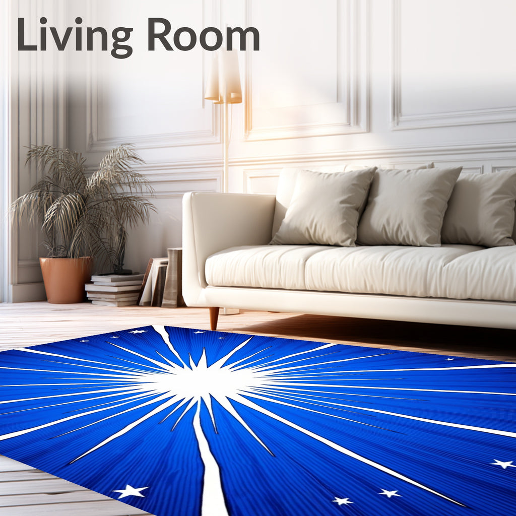 Radiant Blue Starburst Celestial Rug