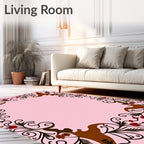 Brown Floral Border Red Accents Rug